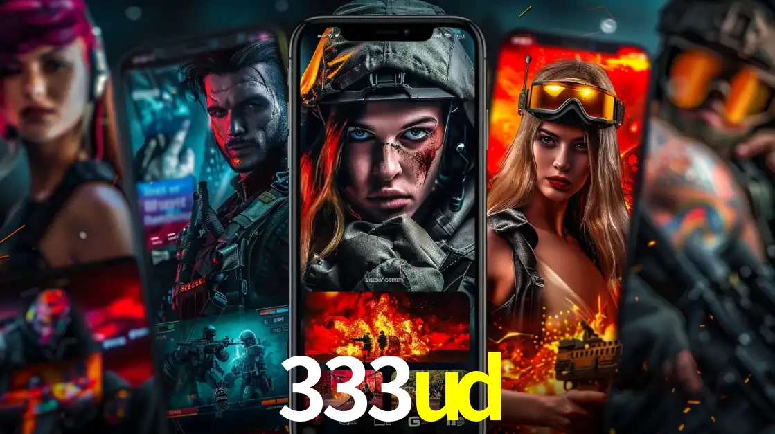 Montagem de telas de celular mostrando diversos personagens, masculinos e femininos, de um jogo de tiro, ilustrando a diversidade de equipes de e-sports para apostar no 333ud.